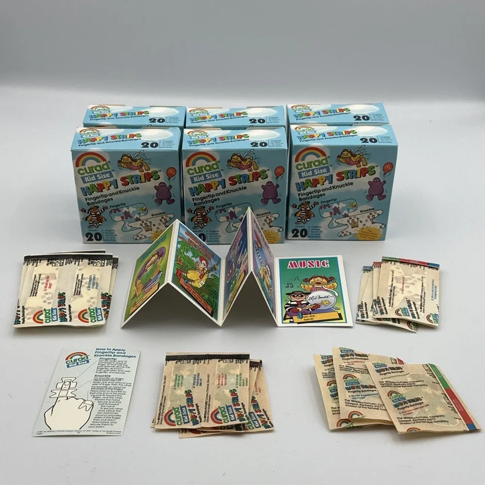 Lot Of 6 VTG 1990 Curad Kid McDonalds First Aid Bandaid Fingertip Knuckles Cards